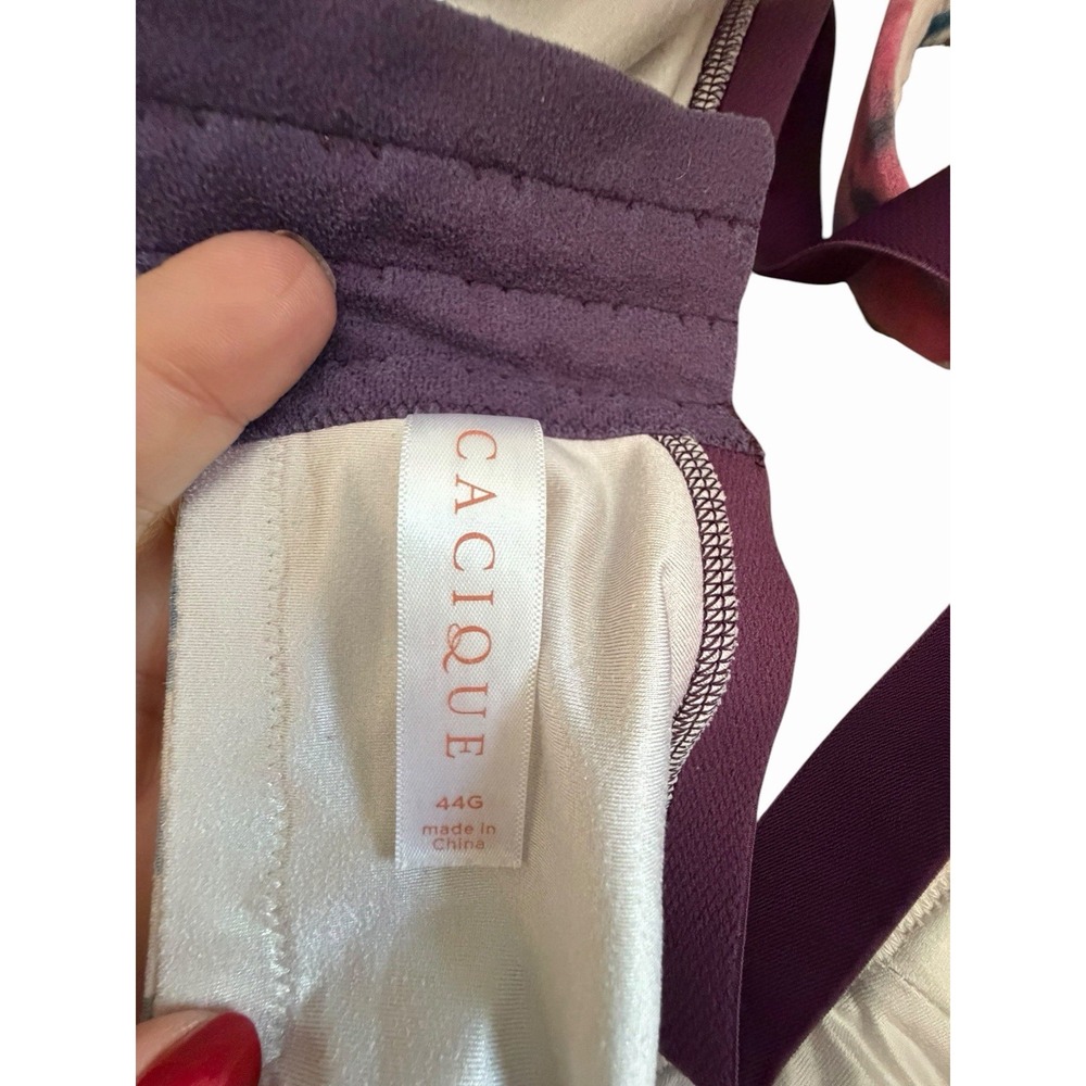 Cacique 44G Unlined Full Coverage Underwire Floral Purple Bra #EEE4-1 - Picture 3 of 5